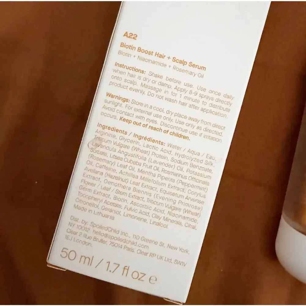 Spoiled Child | A22 BIOTIN BOOST HAIR + SCALP SERUM Spray | 2 Full Size Bottles